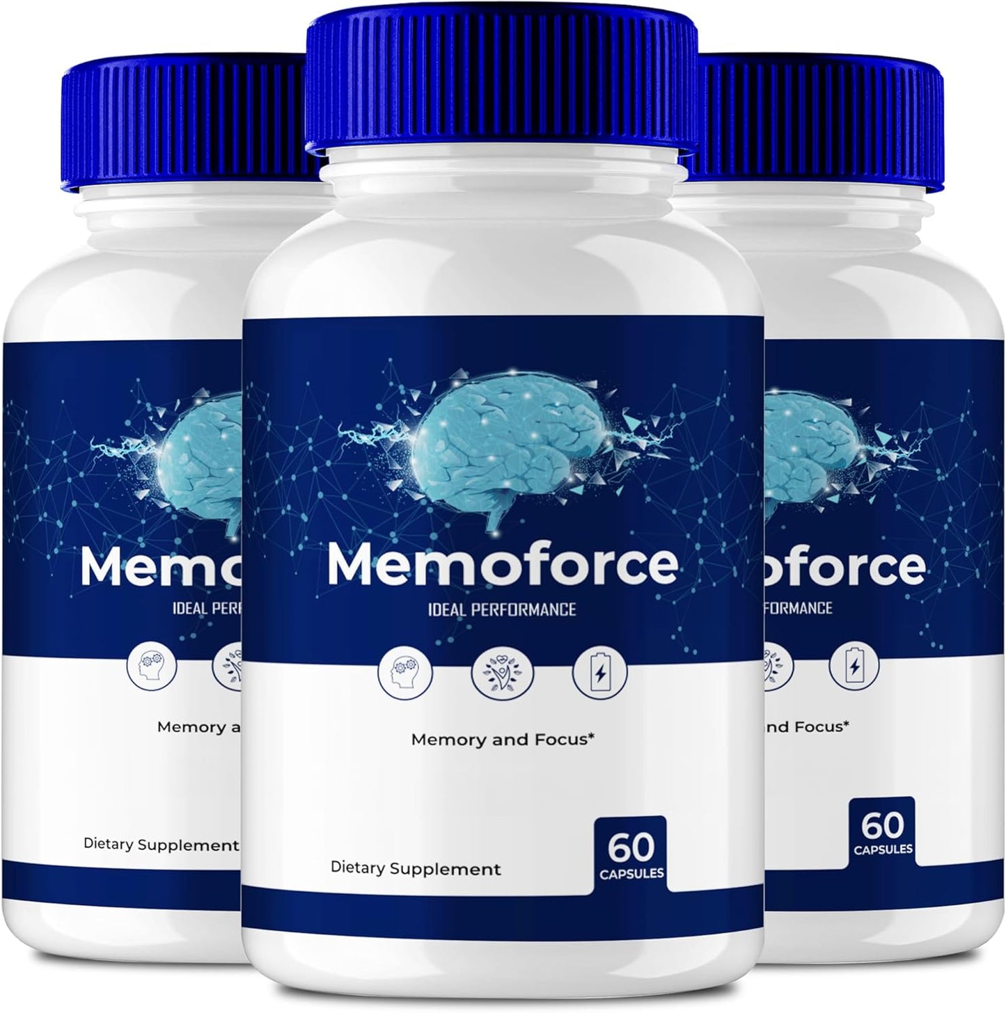 Memoforce Brain Supplement - Advanced Memory & Focus Formula with Maximum Strength - Brain Health Support - 3 Pack