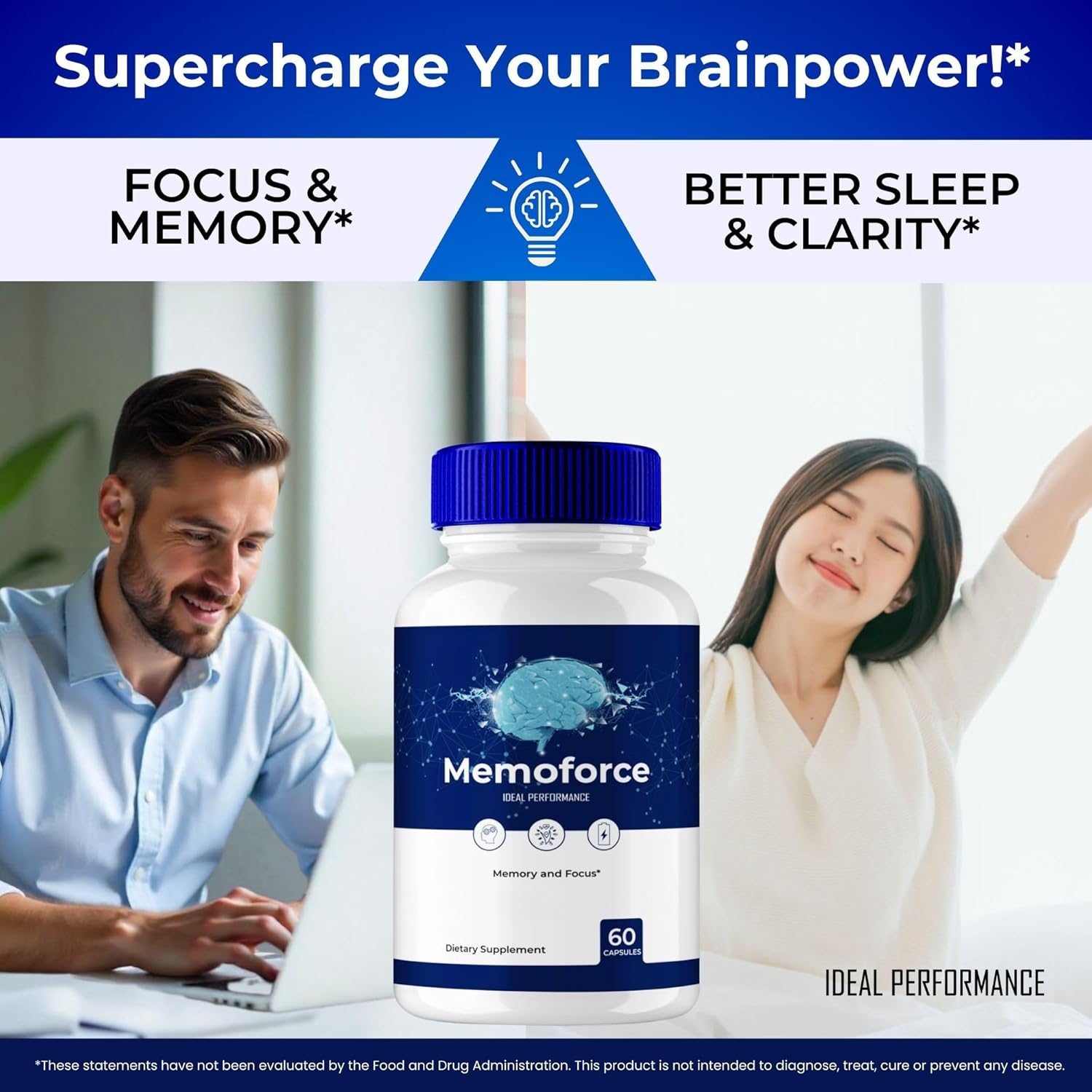 Memoforce Brain Supplement - Advanced Memory & Focus Formula with Maximum Strength - Brain Health Support - 3 Pack