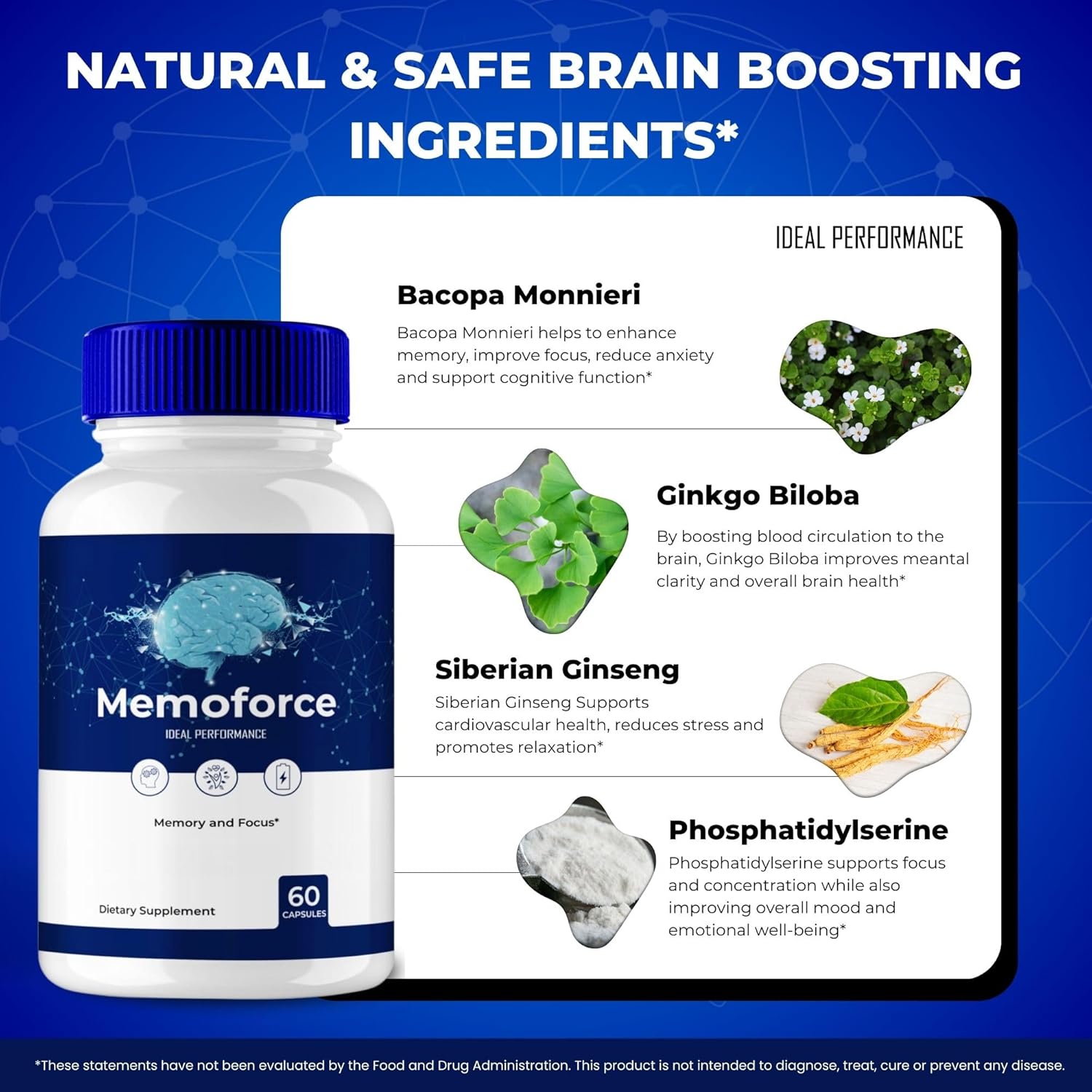 Memoforce Brain Supplement Capsules - Advanced Formula for Memory & Focus - Brain Health Support - Maximum Strength (5 Pack)