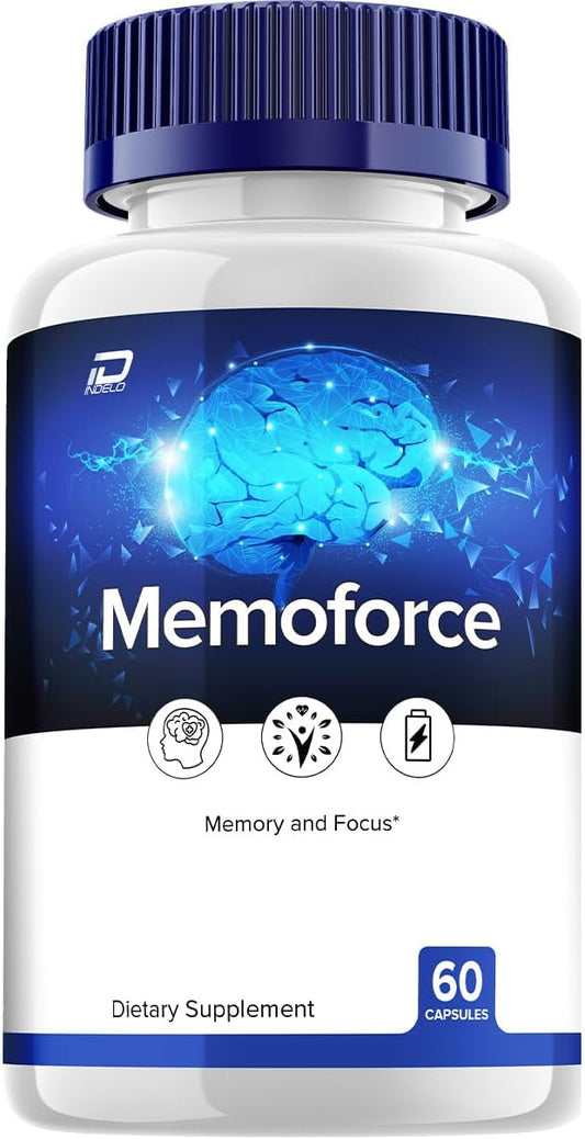 MemoForce Brain Supplement Capsules - Natural Memory & Focus Pills for Enhanced Cognitive Function - Maximum Strength Formula (60 Capsules)