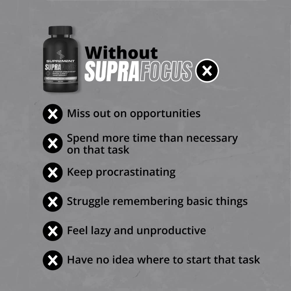Memory and Focus Supplements with Lions Mane and Bacopa Monnieri - 60 Count, Brain Support for Men & Women - Mind Booster for Enhanced Focus and Memory