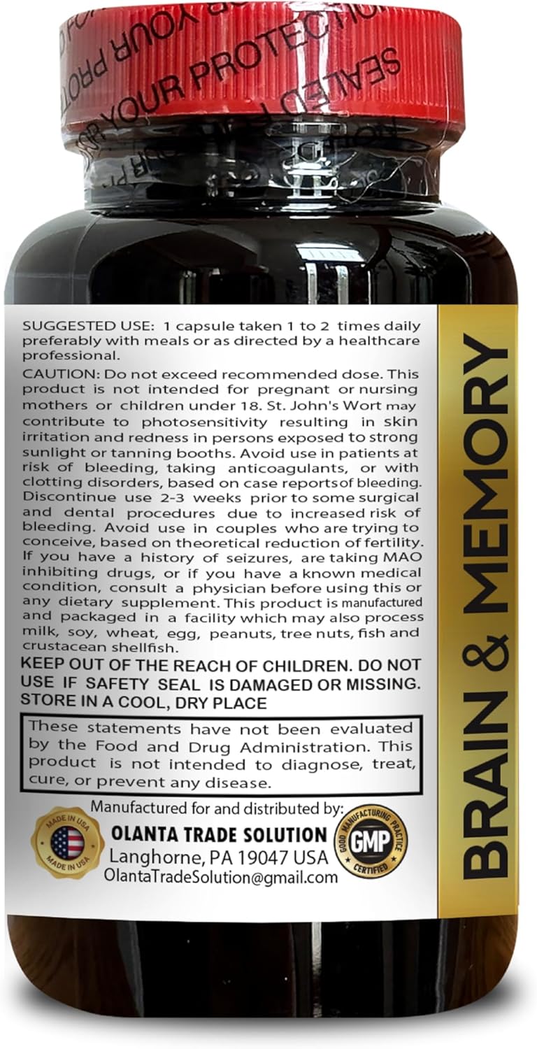 Memory Boosting Brain Supplement with Ginkgo Biloba - Enhance Focus, Clarity, & Learning Accuracy - 2 Bottles 120 Capsules