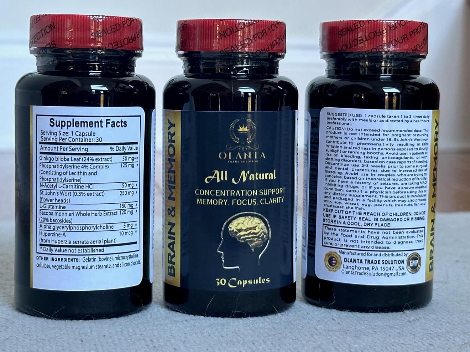 Memory Recall and Brain Booster Supplements with Gingko Biloba - Cognitive Support for Brain Function and Agility - 60 Capsules