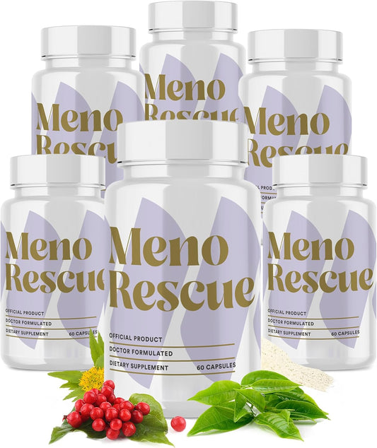 Menopause Relief Supplements for Women Over 50 - Natural Hormone Support for Hot Flashes - Complete Menopause Support - 6 Pack of MenoRescue Formula