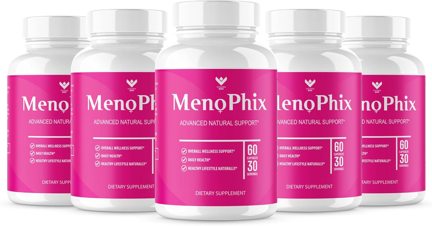 Menopause Support Capsules - MenoPhix Natural Supplement (300 Capsules, 5 Pack)