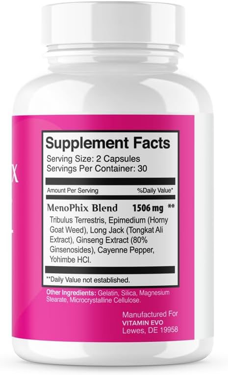 Menopause Support Capsules - MenoPhix Natural Supplement (300 Capsules, 5 Pack)