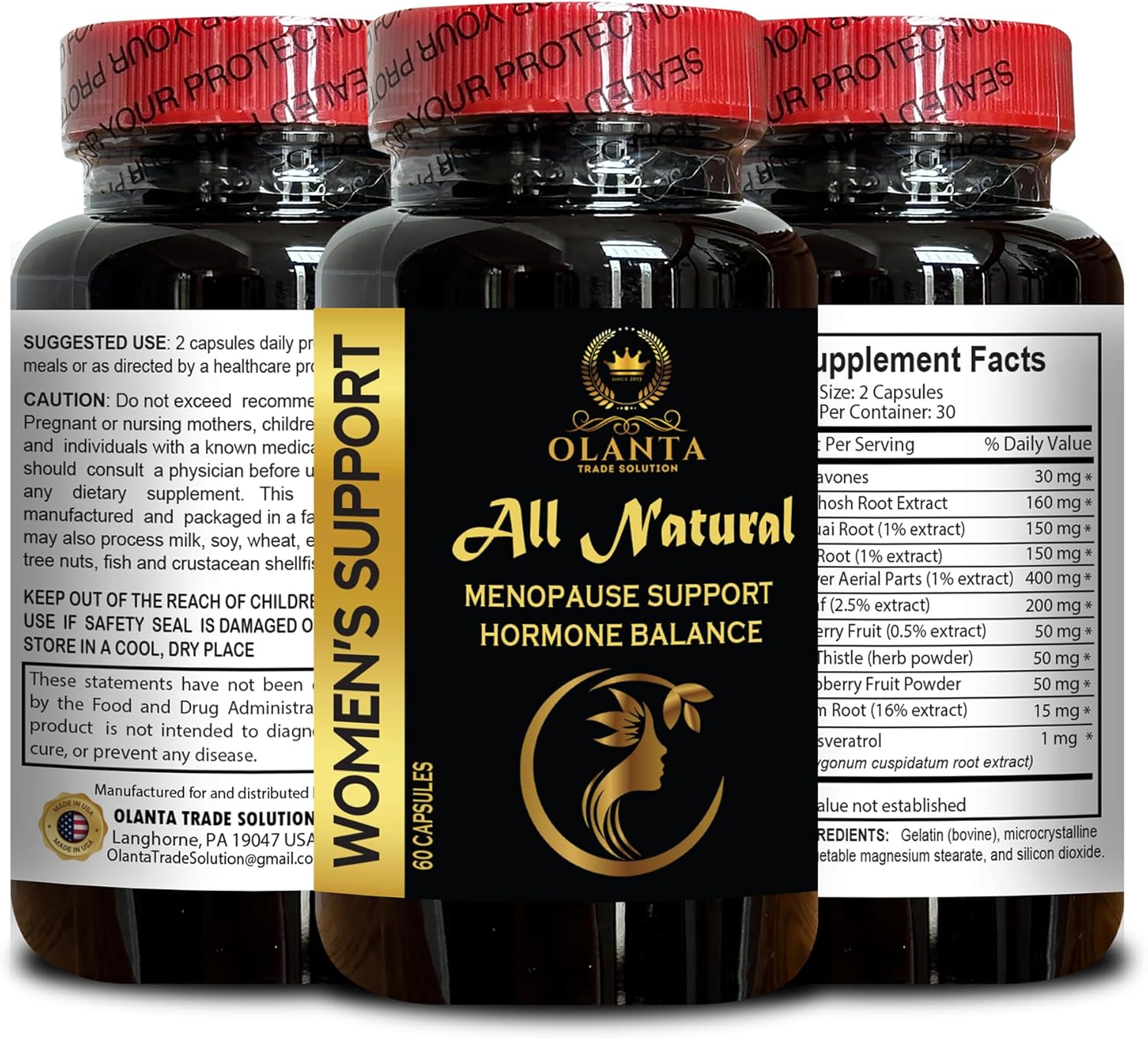 Menopause Support Capsules for Women - Natural Menopause Supplements for Hot Flashes & Night Sweats - Immune Health Boost with Trans-resveratrol - 60 Capsules