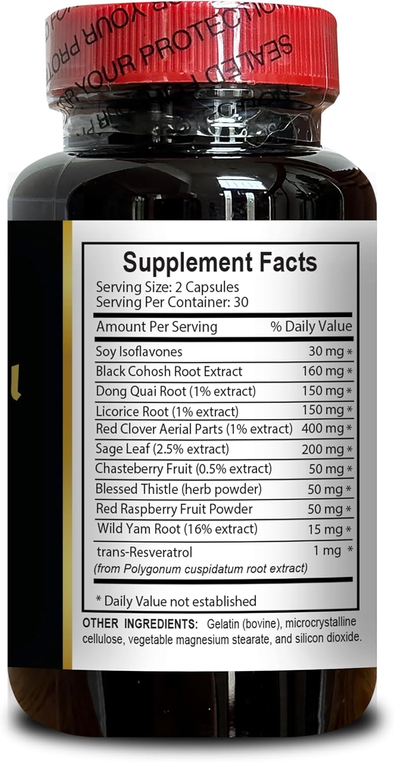 Menopause Support Capsules for Women - Natural Menopause Supplements for Hot Flashes & Night Sweats - Immune Health Boost with Trans-resveratrol - 60 Capsules
