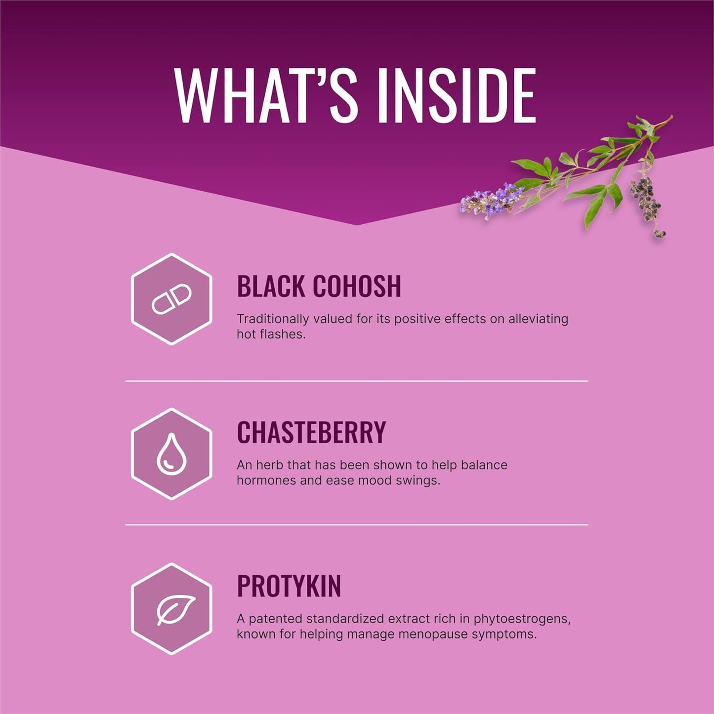 Menoprin Menopause Support Supplement with Protykin, Black Cohosh - 60 Capsules - Vegan Formula