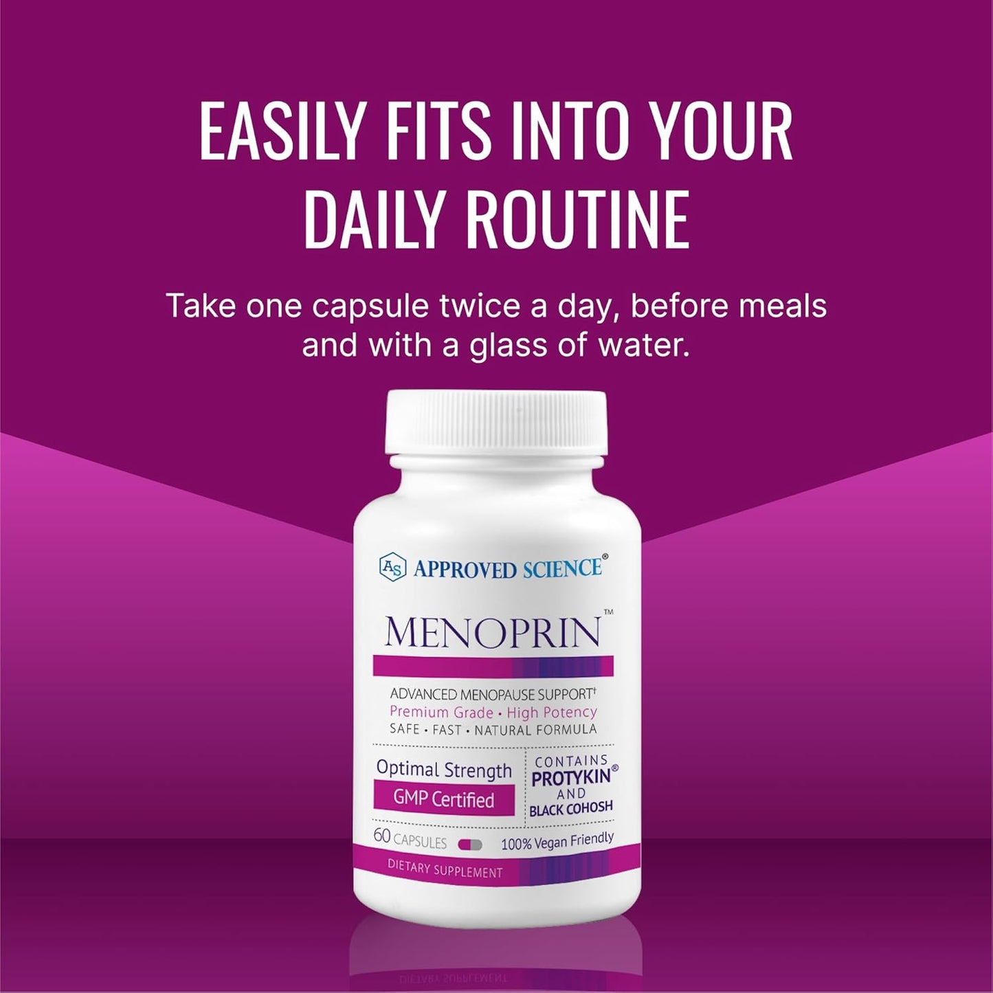 Menoprin Menopause Support Supplement with Protykin, Black Cohosh - 60 Capsules - Vegan Formula