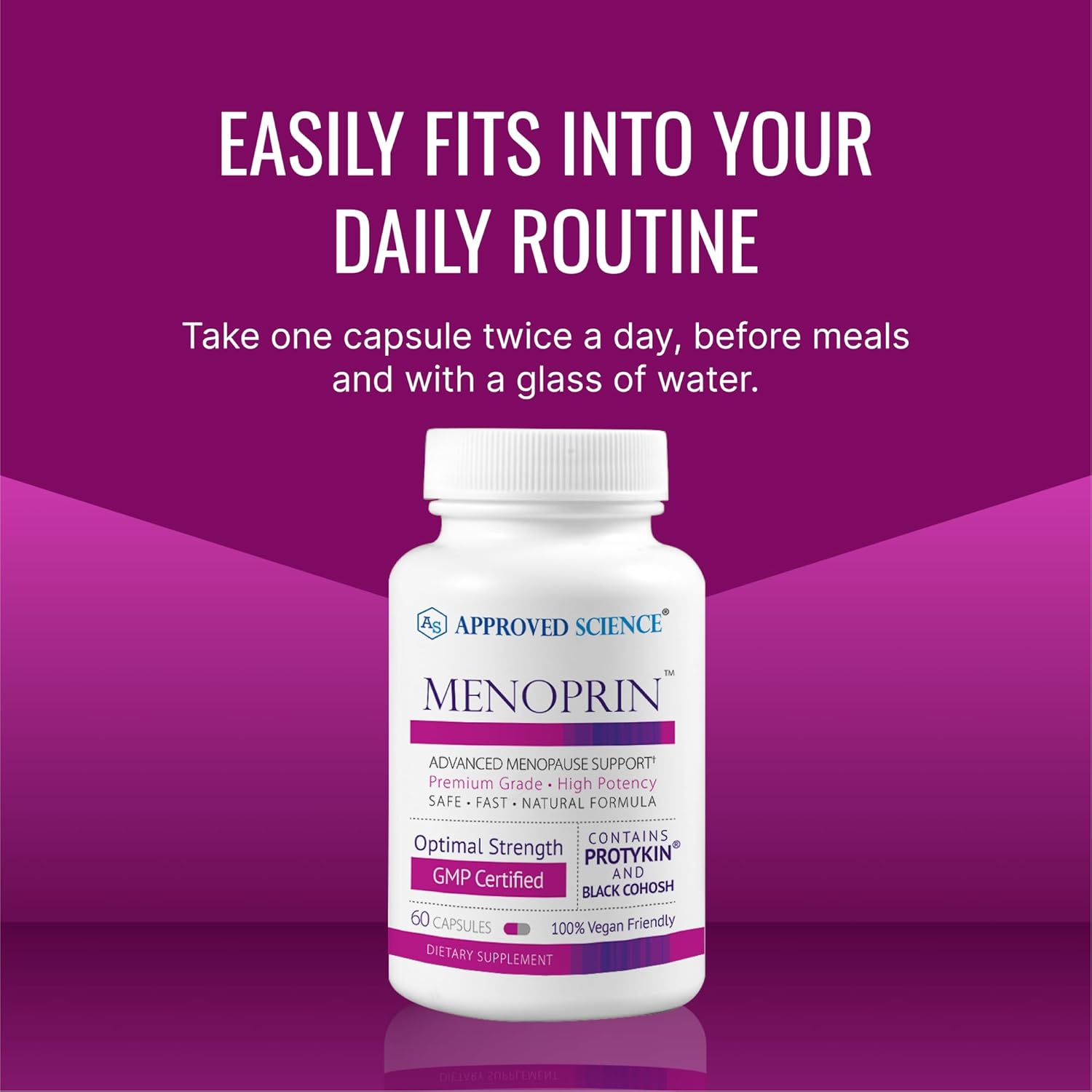 Menoprin Menopause Support Supplement with Protykin, Black Cohosh - 60 Capsules - Vegan Formula