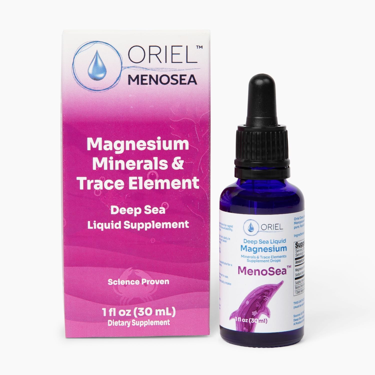 Menosea Liquid Magnesium Drops for Menopause Wellness - Rapid Absorption with Free Ion Magnesium, Minerals, and Trace Elements - Promotes Balance and Relaxation - 30ml, 30-Day Supply