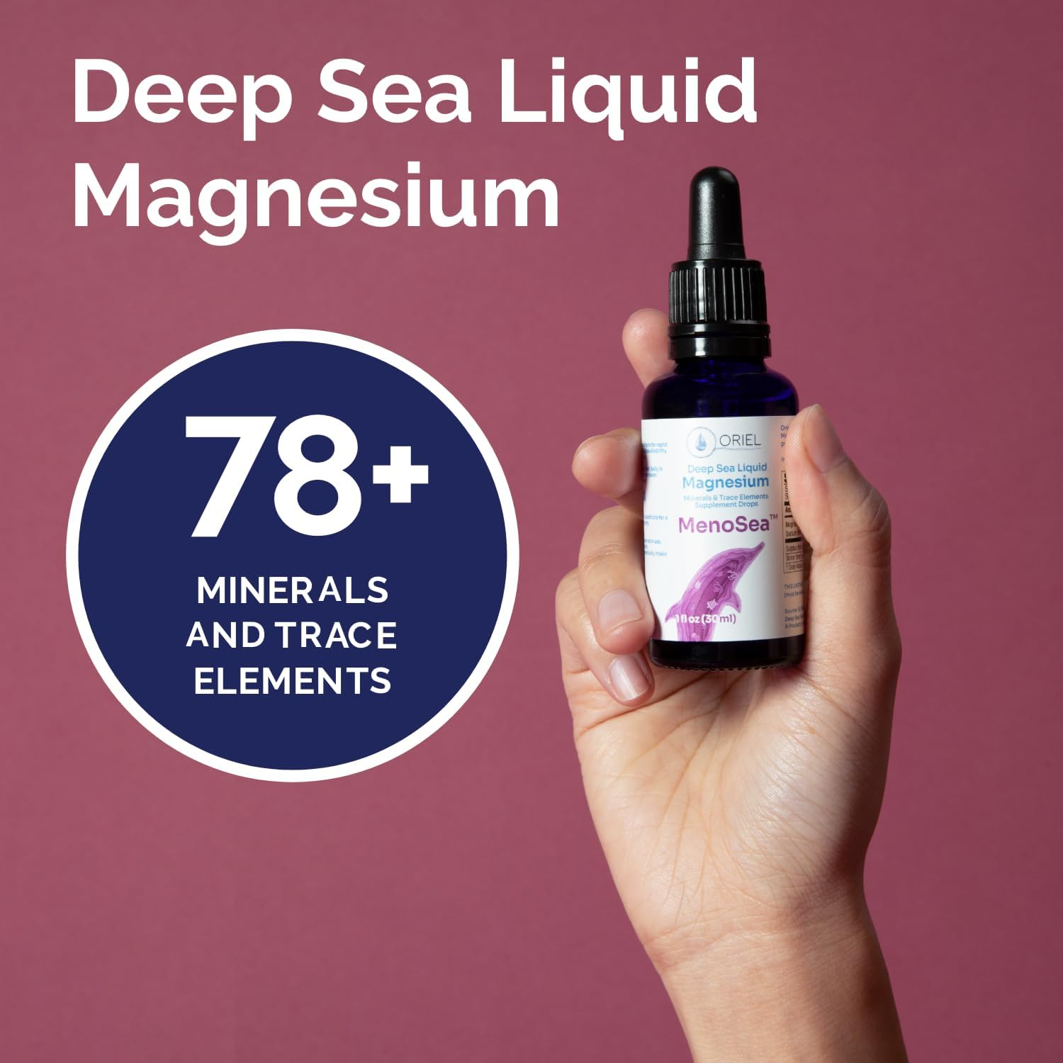 Menosea Liquid Magnesium Drops for Menopause Wellness - Rapid Absorption with Free Ion Magnesium, Minerals, and Trace Elements - Promotes Balance and Relaxation - 30ml, 30-Day Supply
