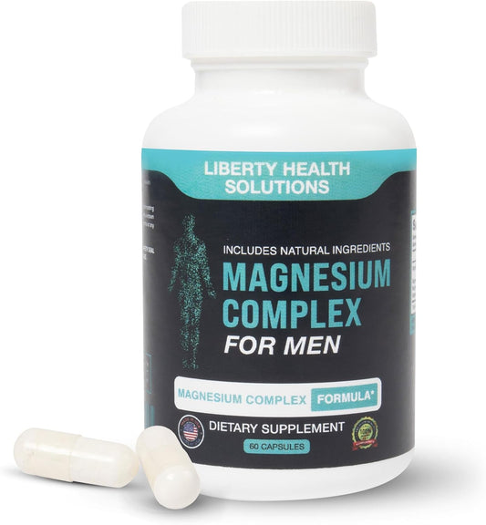 Men's All Natural Magnesium Complex - Supports Digestive Comfort & Regularity - 60 Capsules by Liberty Health Solutions
