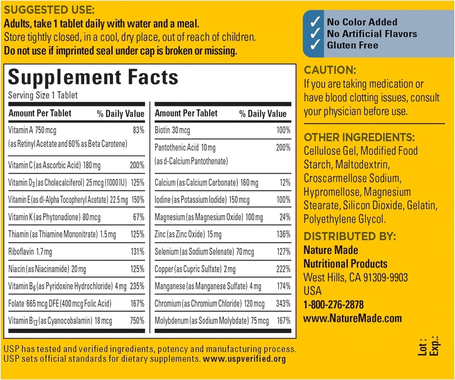 Men's Daily Multivitamin with No Iron, 300 Tablets - Natural Nutritional Support for Him, 300 Day Supply + Better Guide to Vitamins