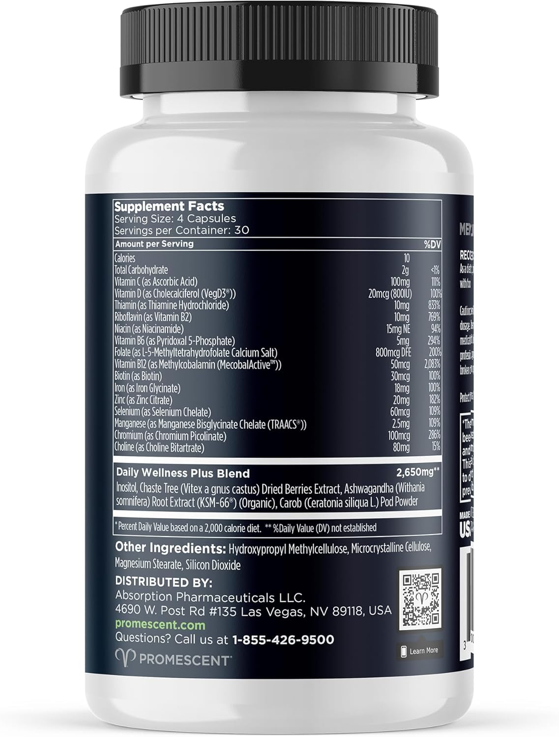 Men's Daily Multivitamin with Vitamin B12, C, D3, Iron, and Ashwagandha - 30 Day Supply