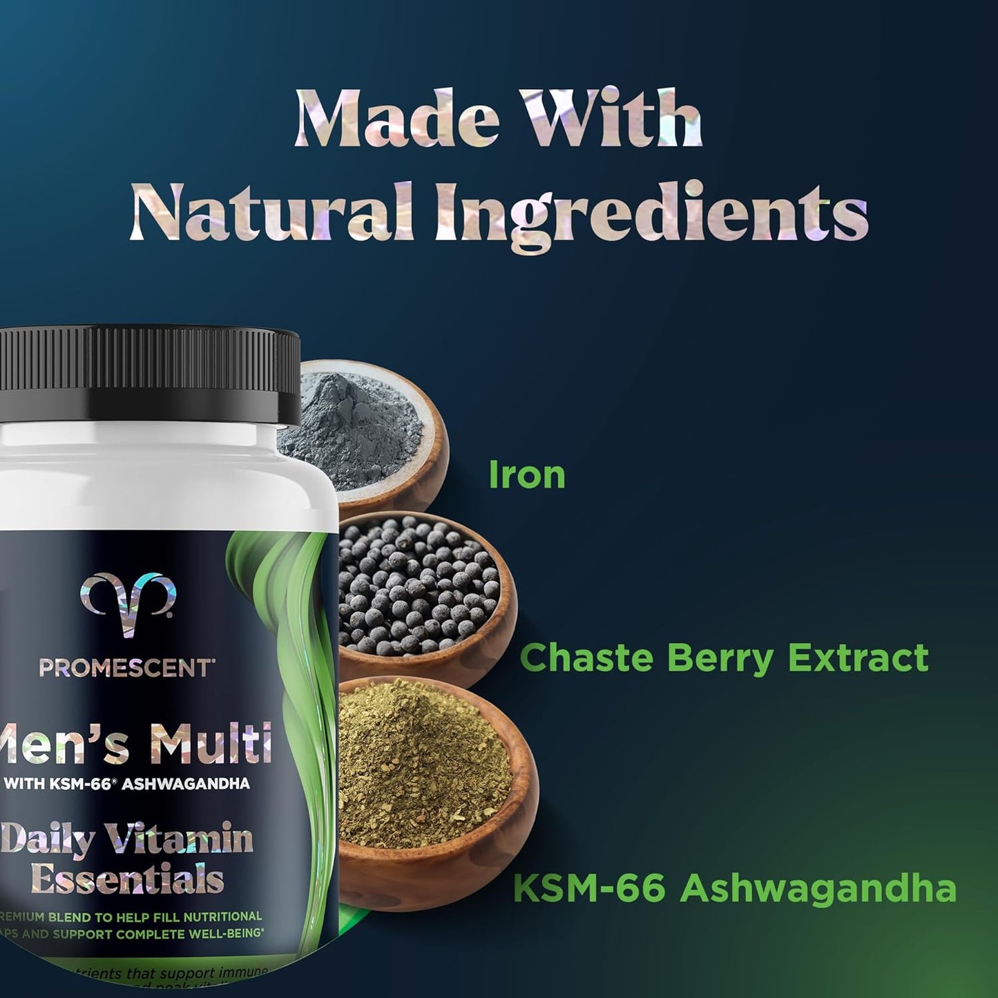 Men's Daily Multivitamin with Vitamin B12, C, D3, Iron, and Ashwagandha - 30 Day Supply