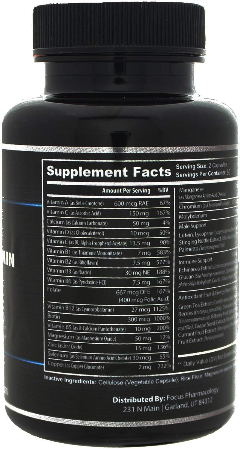 Men's Daily Super Multi-Vitamin 60 Ct - Vitamins, Minerals, Herbs for Prostate Health & Energy