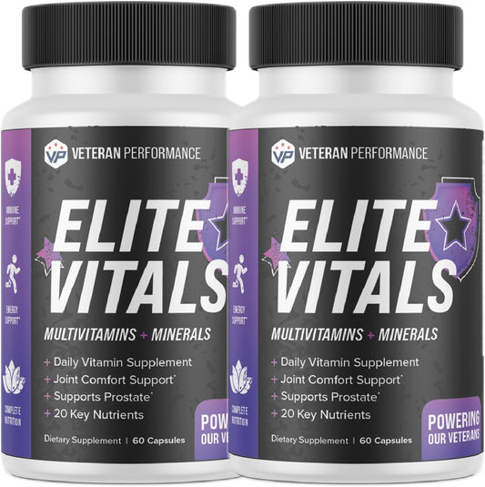 Men's Elite Vitals Multivitamin - Prostate, Energy, Immune & Joint Support - Daily Vitamins & Minerals for Men Over 20 - 2 Pack