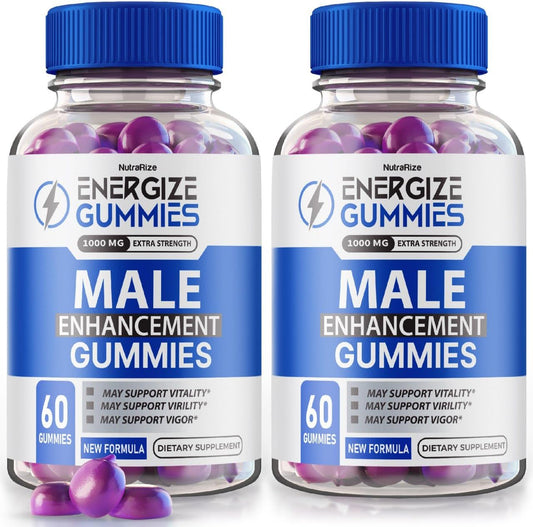 Men's Energize Gummies (2 Pack) - NutraRize Supplement for Overall Health, Active Lifestyle - 120 Gummies