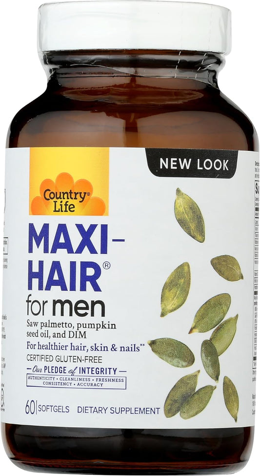 Men's Hair Health Supplement - Biotin, Saw Palmetto, Pumpkin Seed Oil, DIM, Potassium, Magnesium, Calcium & Zinc - 60 Capsules for Hair, Scalp, Skin & Nails