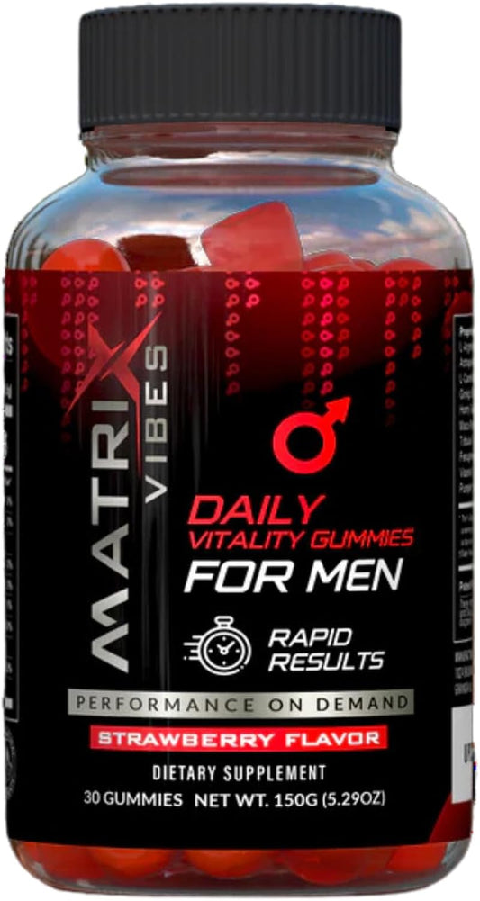 Men's Holistic Well-Being Support Gummies - Adaptogen-Enriched Strawberry Flavor - 30-Day Supply