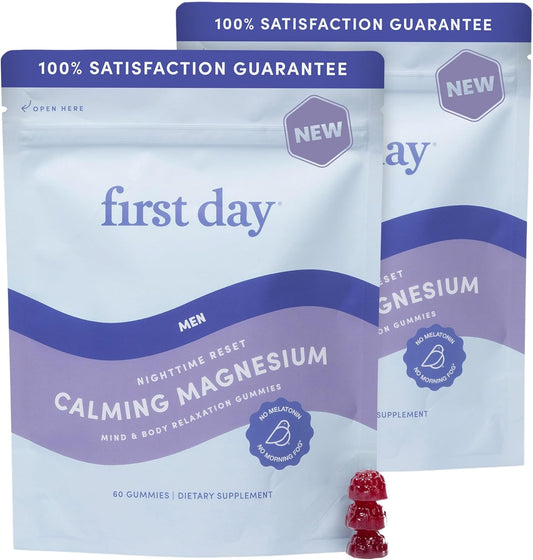 Men’s Nighttime Reset Calming Magnesium Gummies - Sleep Aid for Peaceful Rest & Balanced Mood - Supplement with Magnesium Citrate & L-Theanine - 60-Day Supply