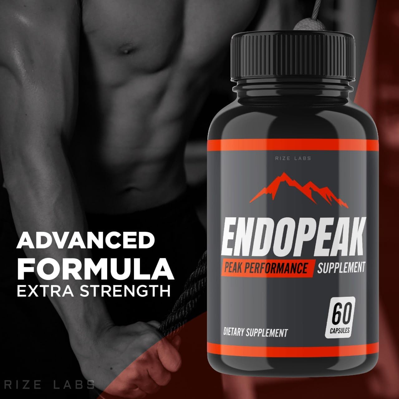 Men's Peak Performance Capsules - Maximum Strength Endopeak by Rize Labs, Ultra Pure Non-GMO Vegan Supplement - Advanced Formula (60 Capsules)