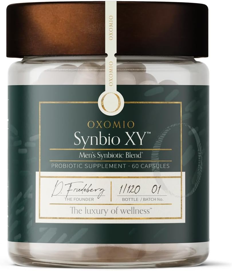 Men's Synbiotic Supplement with 50 Billion CFU, Prebiotic, 10 Probiotic Strains, and Heat-Stable Postbiotic - OXOMIO Synbio XY
