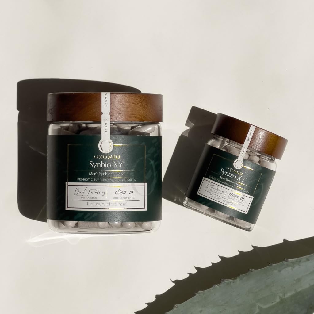 Men's Synbiotic Supplement with 50 Billion CFU, Prebiotic, 10 Probiotic Strains, and Heat-Stable Postbiotic - OXOMIO Synbio XY