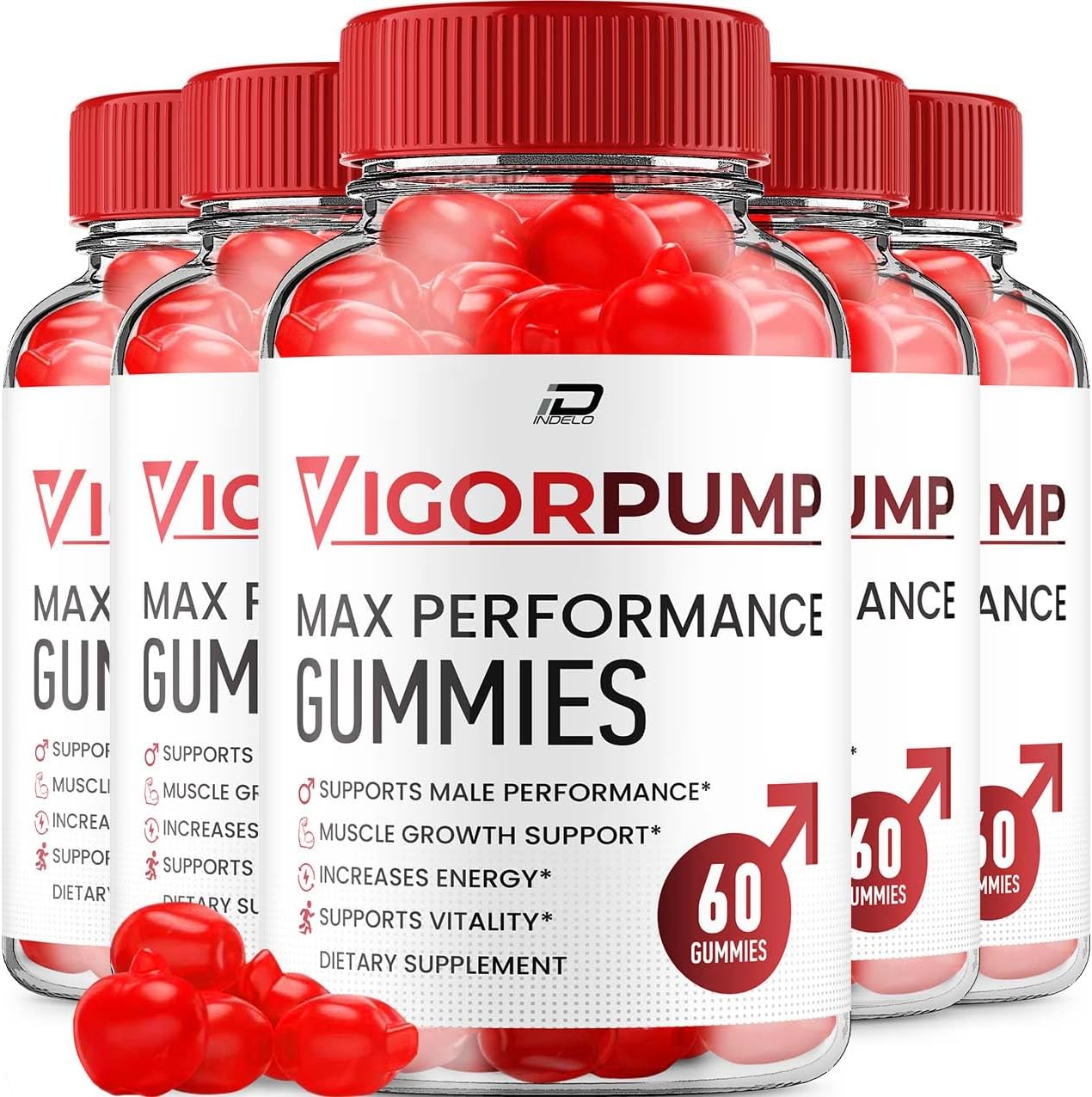 Men's VigorPump Gummies - Natural Supplement for Pump Vigor, 300 Gummies (5 Pack)