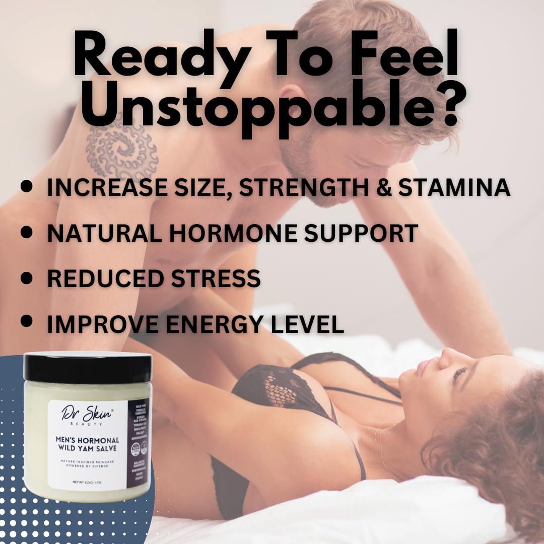 Men's Wild Yam Hormonal Cream for Natural Hormonal Support, T-Booster for Stamina, Endurance, & Strength - 4 oz USA-Made Performance Cream