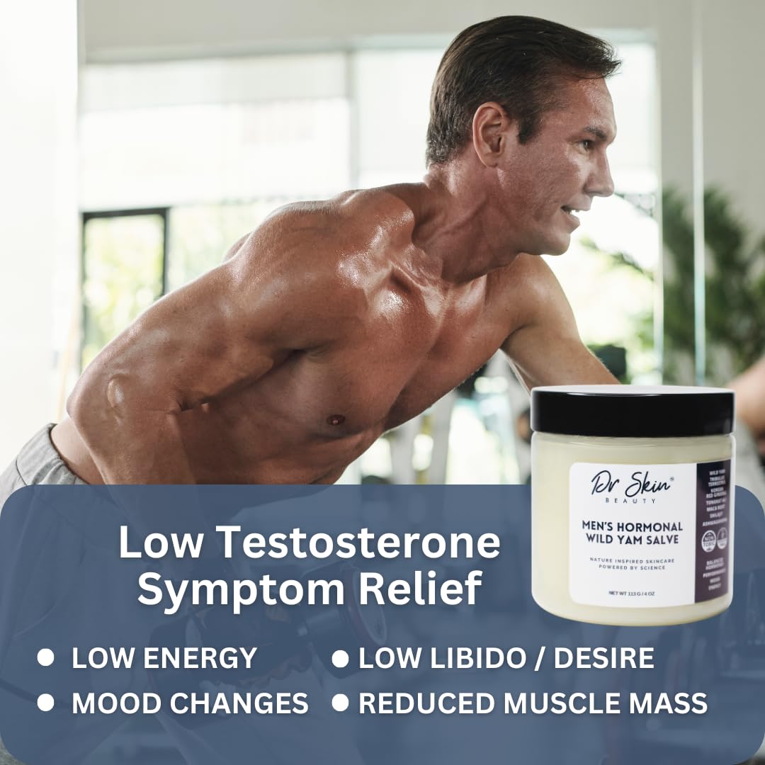Men's Wild Yam Hormonal Cream for Natural Hormonal Support, T-Booster for Stamina, Endurance, & Strength - 4 oz USA-Made Performance Cream