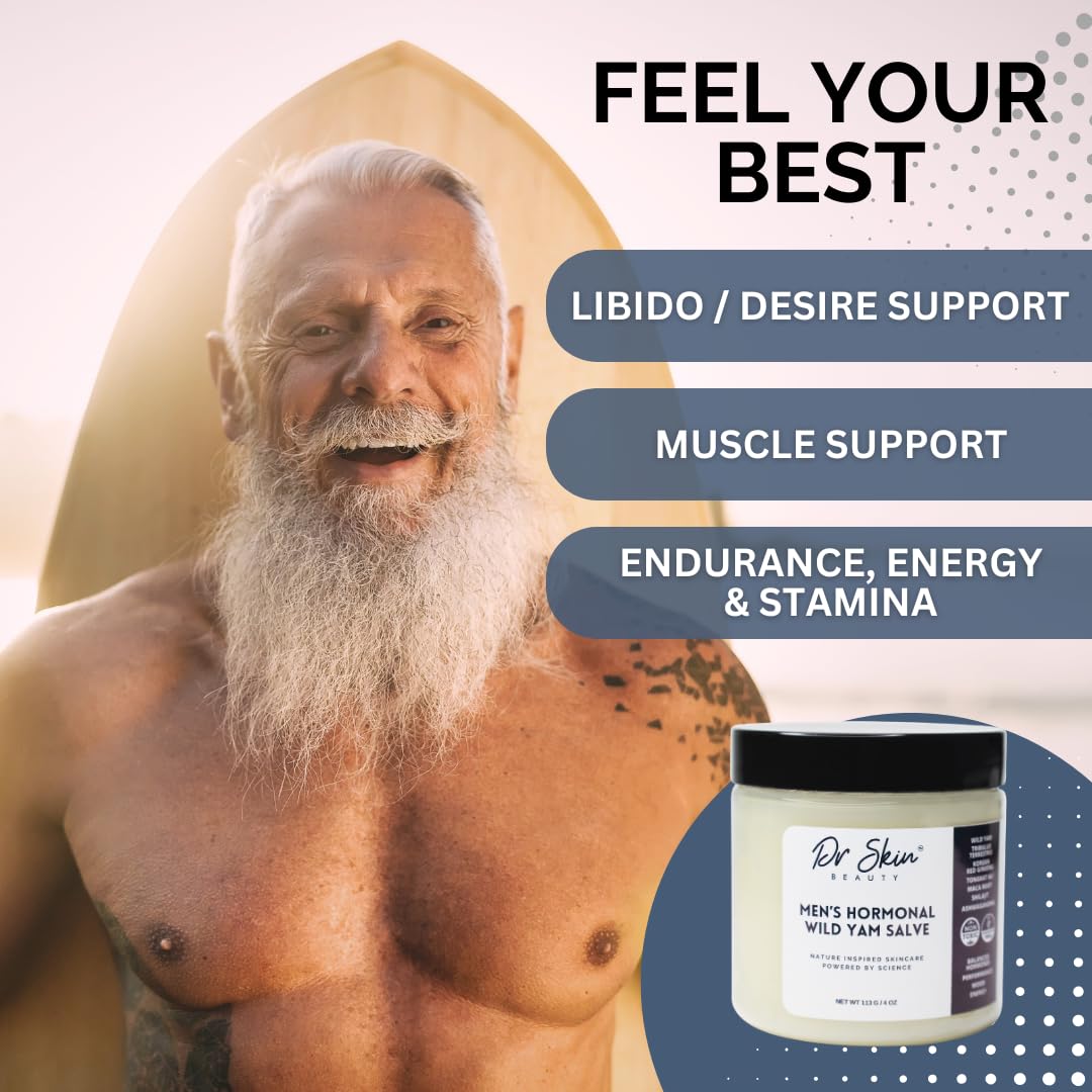 Men's Wild Yam Hormonal Cream for Natural Hormonal Support, T-Booster for Stamina, Endurance, & Strength - 4 oz USA-Made Performance Cream