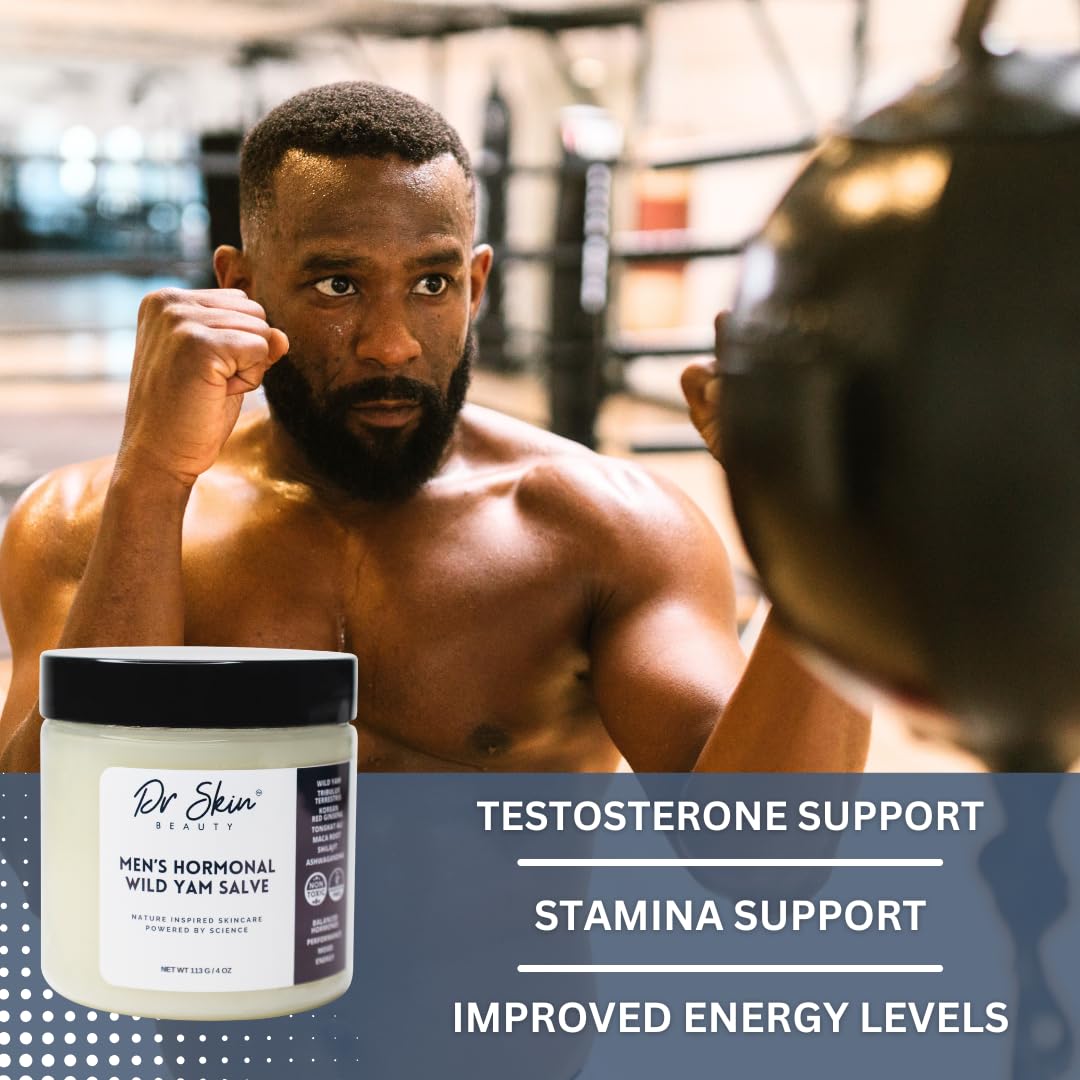 Men's Wild Yam Hormonal Cream for Natural Hormonal Support, T-Booster for Stamina, Endurance, & Strength - 4 oz USA-Made Performance Cream