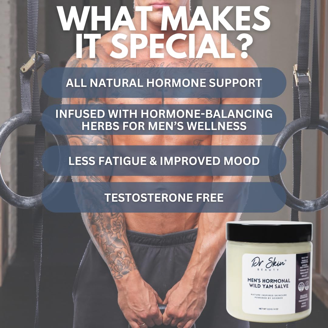 Men's Wild Yam Hormonal Cream for Natural Hormonal Support, T-Booster for Stamina, Endurance, & Strength - 4 oz USA-Made Performance Cream