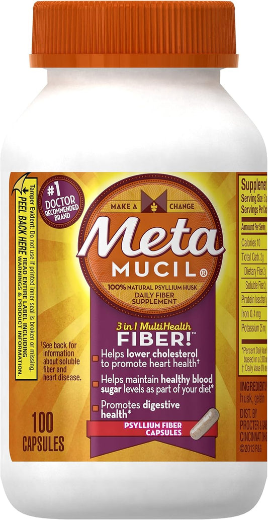 Meta Metamucil Multi-Health Fiber Capsules - 100 Capsule Bottle