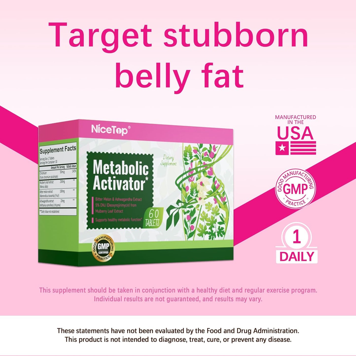 Metabolic Activator Supplement with Mulberry Leaf Extract, Vitamin C, PQQ - 60 Tablets