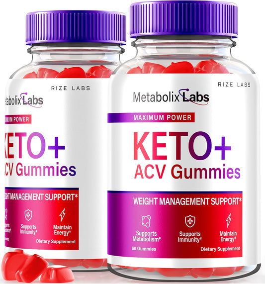 Metabolix Labs Keto Plus ACV Gummies - Weight Management Support with Apple Cider Vinegar (120 Gummies) by Rize Labs