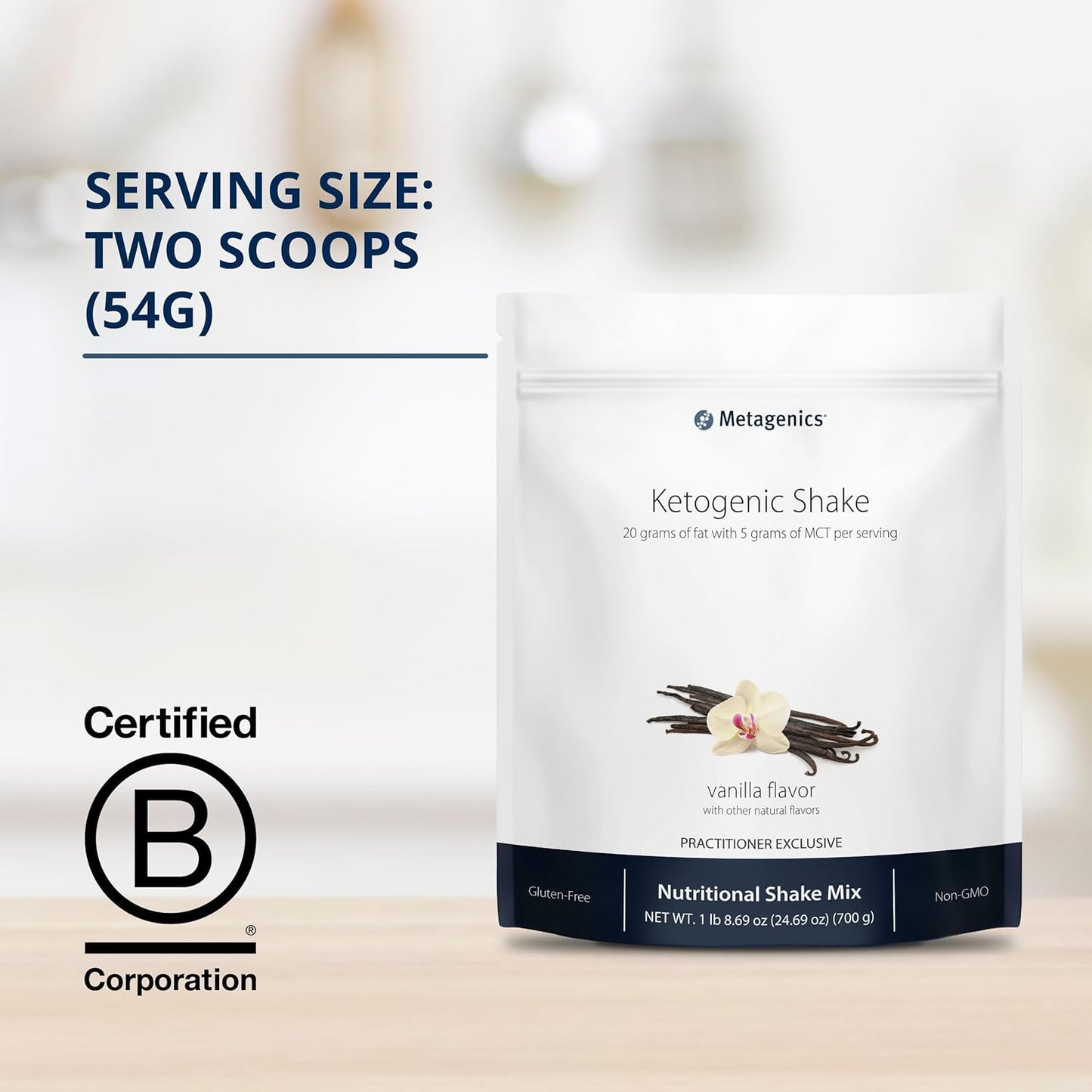 Metagenics Ketogenic Shake: Protein Shake with 25 Vitamins & Minerals, Vanilla Flavor, Non-GMO & Gluten-Free - 14 Servings
