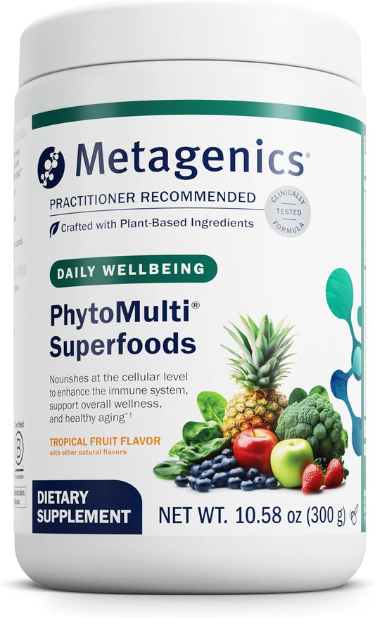 Metagenics PhytoMulti Superfoods Powder with Superfood Fruits & Veggies - Tropical Fruit Flavor - 29 Servings - 10.58 oz