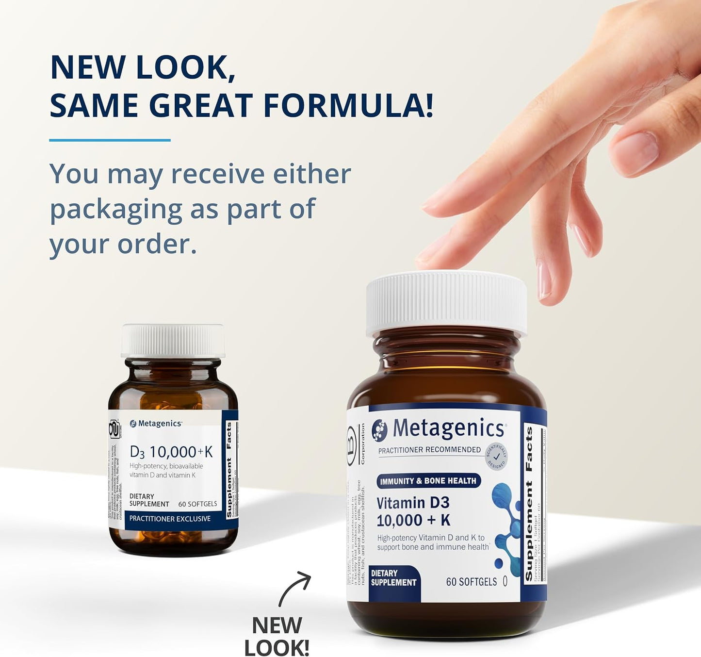 Metagenics Vitamin D3 10,000 + K with UltraFlora Control Probiotic - Supports Bone, Heart Health & Body Composition