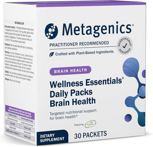 Metagenics Wellness Essentials Brain Health: Complete Brain Support with Alpha Lipoic Acid, Biotin, DHA, Folate - Gluten-Free - 30 Packets