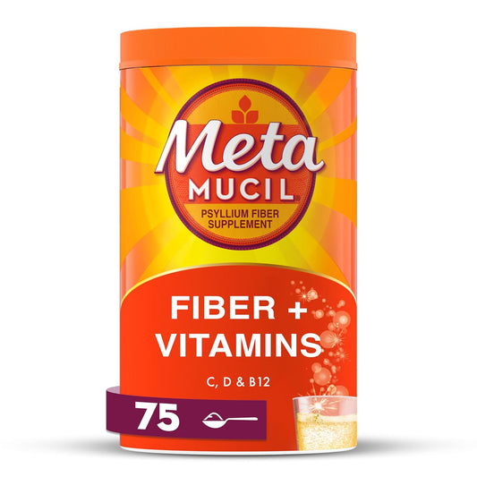 Metamucil 4-in-1 Citrus Fizzy Fiber Supplement Powder with Vitamins C, D, & B12 - 24.9 oz