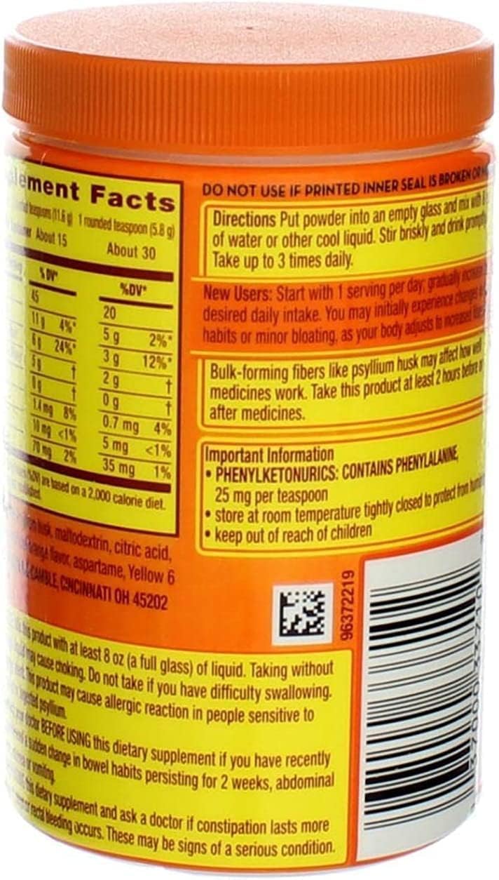 Metamucil Orange Smooth Fiber Supplement Powder - 6.1 Ounce Bottle