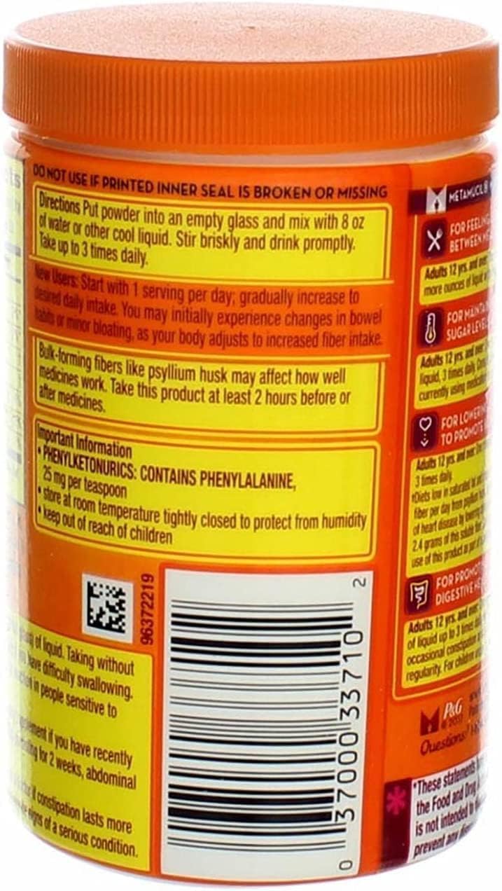 Metamucil Orange Smooth Fiber Supplement Powder - 6.1 Ounce Bottle