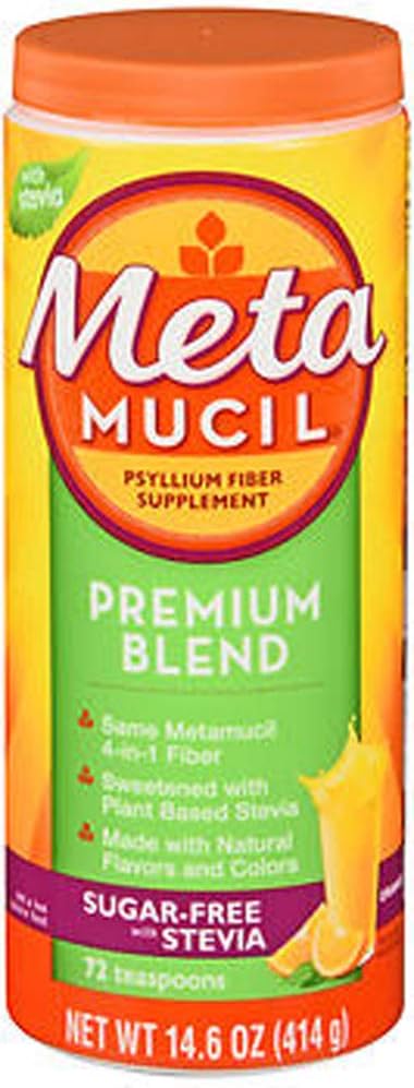 Metamucil Premium Blend Sugar-Free Psyllium Fiber Powder with Stevia Orange Flavor - 14.6 oz