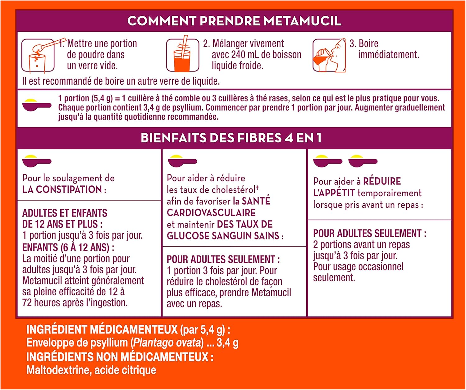 Metamucil Smooth Texture Fibre Powder, Unflavoured, Sugar-Free - 660g, 14256 Units
