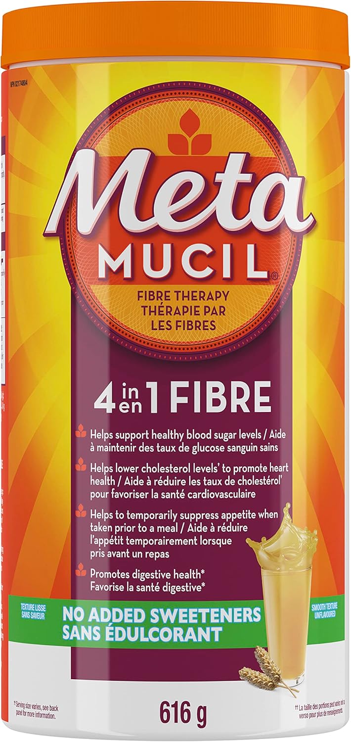 Metamucil Smooth Texture Fibre Powder, Unflavoured, Sugar-Free - 660g, 14256 Units