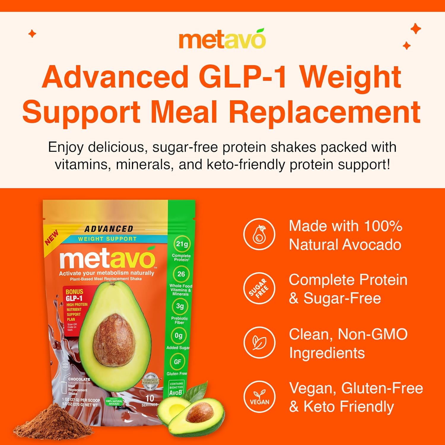 Metavo Chocolate Meal Replacement with Advanced Weight Support Formula
